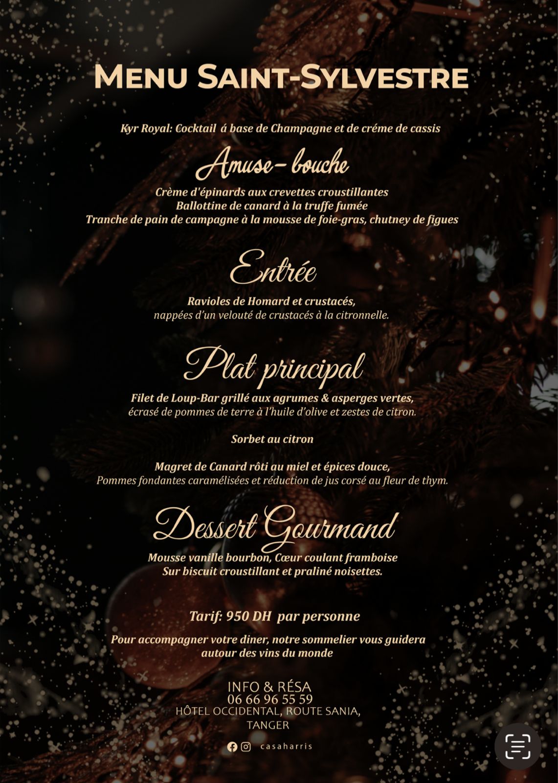 Une soirée de fin d'année avec un menu gourmand