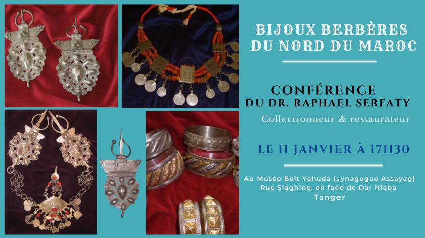 Affiche de la conférence de Raphael Serfatiy avec l'initiative de la Communauté Israélite de Tanger