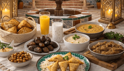 Une table servie du ftour en buffet du Grand Hôtel Villa de France