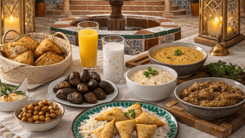 Une table servie du ftour en buffet du Grand Hôtel Villa de France