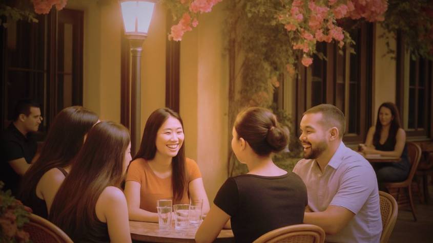 Jeunes profitant de la terrasse des cafés de Tanger pendant le Ramadan, avec thé à la menthe et ambiance conviviale